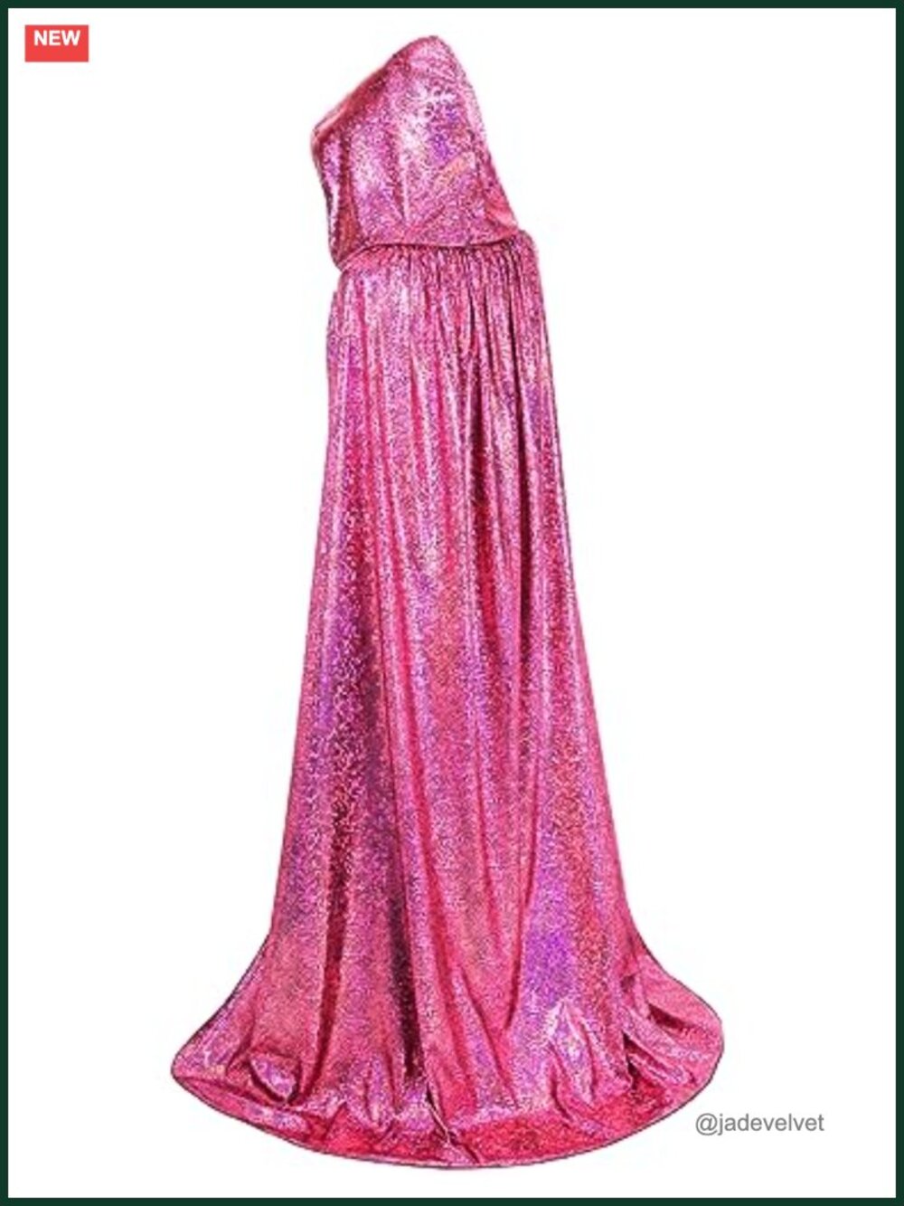 Hooded Full Length Sequin Cape Shiny Reflective Cloak Halloween Costume